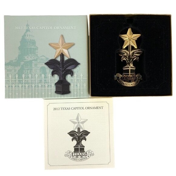 2012 Texas State Capitol Ornament Fence Finial Gold & Black Collectible With Box - Picture 1 of 4